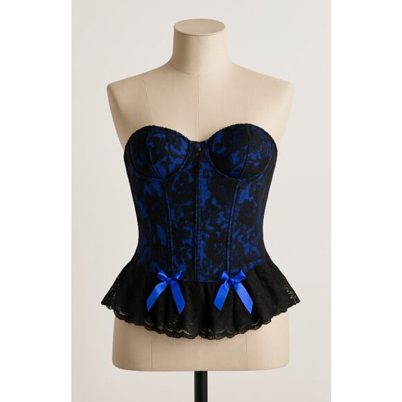 Vintage Frederick’s Blue Lace Corset 36 Boned Hook Back | SAME-NEXT DAY SHIP - Picture 1 of 6